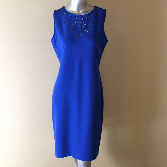 CALVIN KLEIN | Eyelet-Trim Sheath Dress - Picture 2 of 16